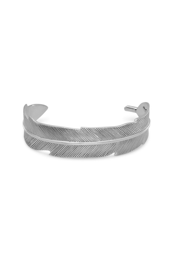 Oxidized Sterling Silver Feather Design Cuff Bracelet The Cuff Is 17mm Wide