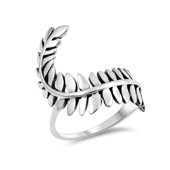 Oxidized Sterling Silver Fern Leaves Ring