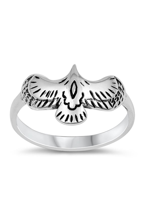 Oxidized Sterling Silver Flying Eagle Ring Size 6