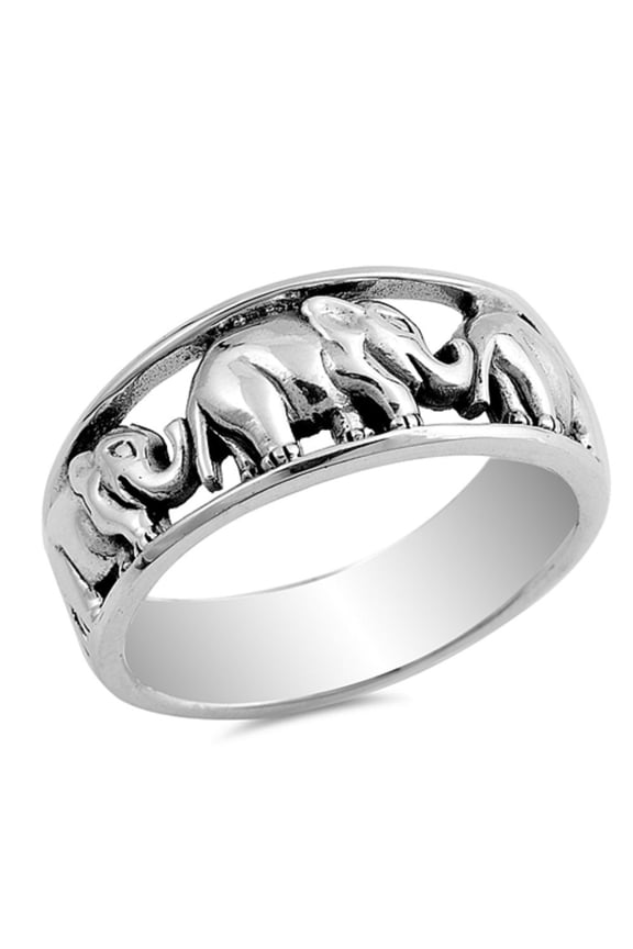 Oxidized Sterling Silver Halfway Elephant Ring