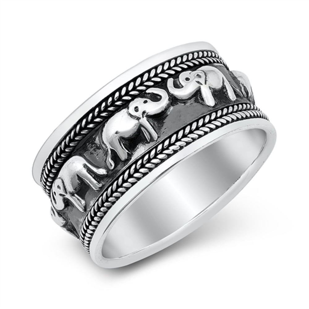 Oxidized Sterling Silver Happy Elephant Ring Size 6 - Walmart.com