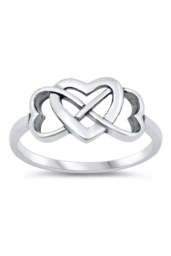 Oxidized Sterling Silver Infinity Hearts Ring Size 7