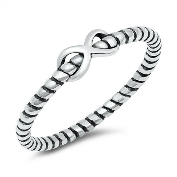 Oxidized Sterling Silver Intertwined Infinity Rope Band Ring Size 7
