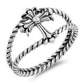 thumbnail image 1 of Oxidized Sterling Silver Iron Cross Double Band Ring, 1 of 3