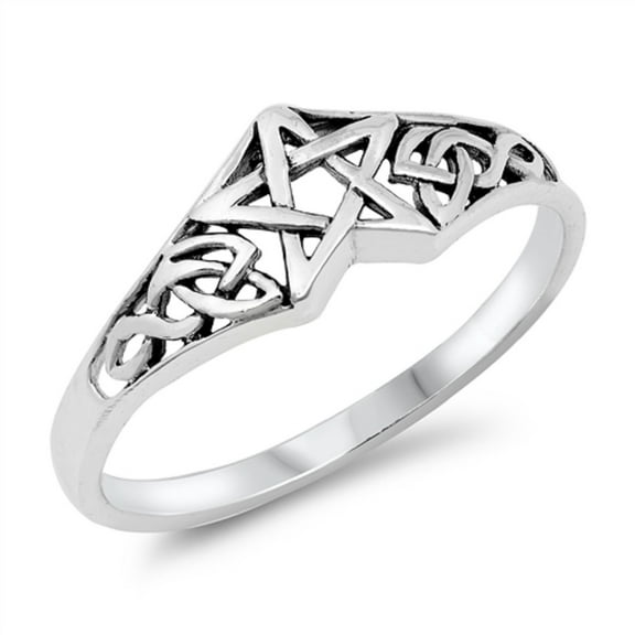 Oxidized Sterling Silver Jewish Star Ring Size 4