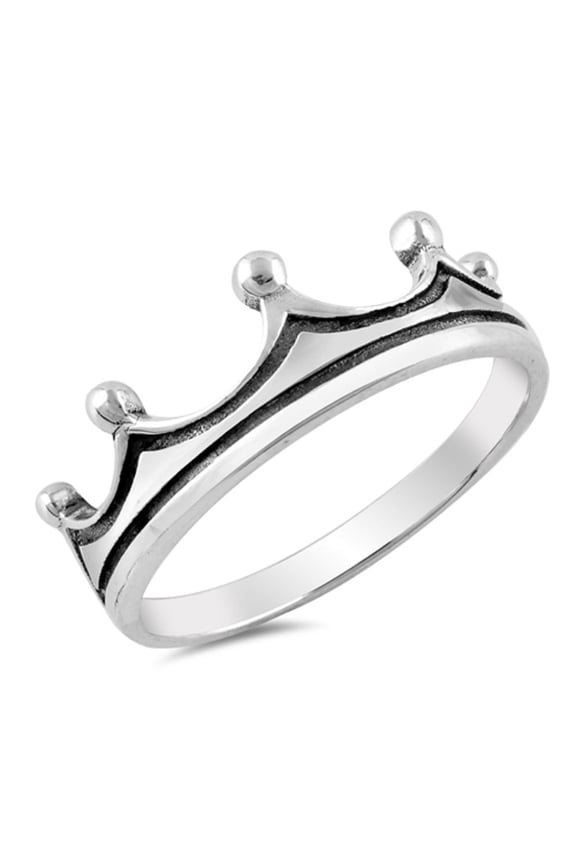 Oxidized Sterling Silver King Crown Ring