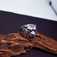 thumbnail image 1 of Oxidized Sterling Silver Lion Ring: Gothic Punk Statement Jewelry, 1 of 10
