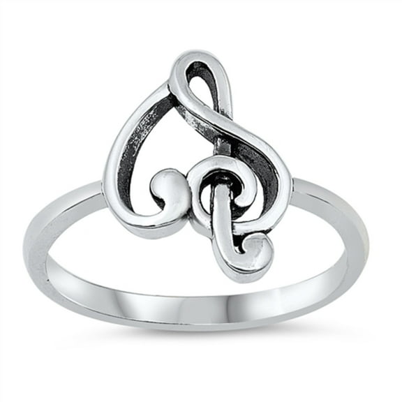 Oxidized Sterling Silver Music Note Ring Size 9
