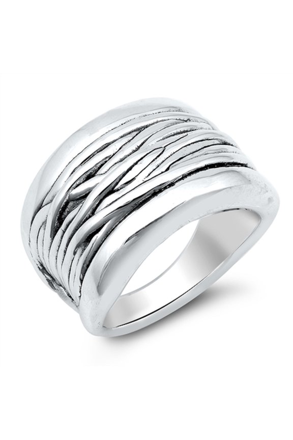 Oxidized Sterling Silver Roots Design Ring Size 9
