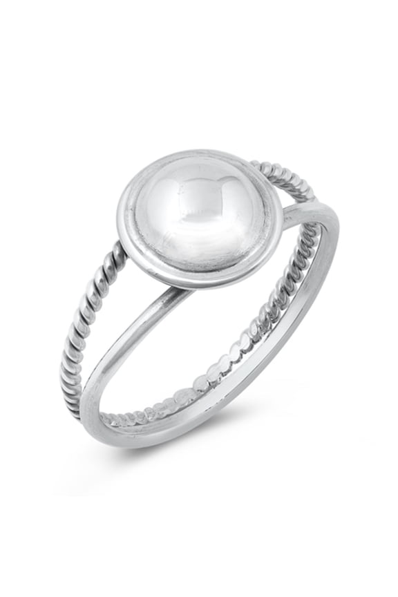 Oxidized Sterling Silver Round Center Split Shank Ring Size 8