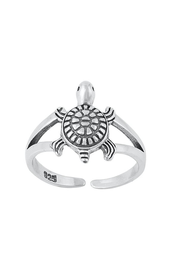 Oxidized Sterling Silver Sea Turtle Toe Ring 925 Adjustable Midi Band Jewelry Female Unisex