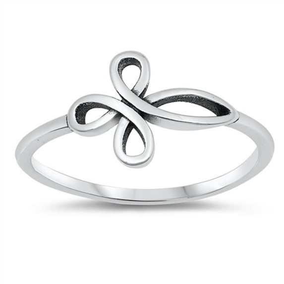 Oxidized Sterling Silver Sideways Looped Cross Ring Size 8