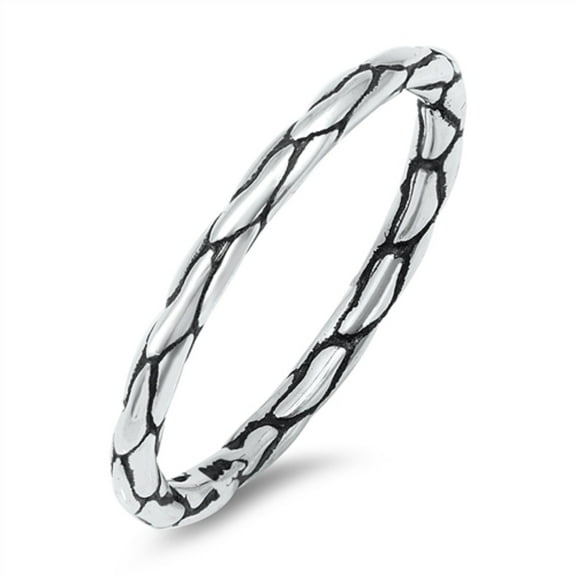 Oxidized Sterling Silver Snake Skin Band Ring Size 8