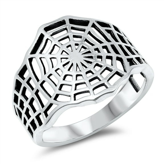 Oxidized Sterling Silver Spider Web Ring Size 4