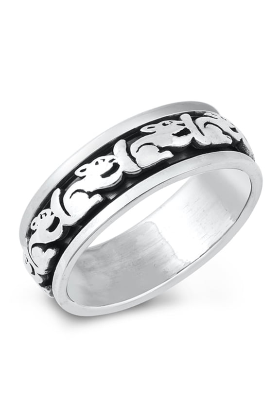 Oxidized Sterling Silver Squirrel Band Ring Size 12