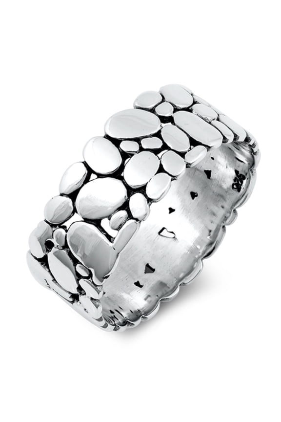 Oxidized Sterling Silver Stacked Rocks Ring Size 11