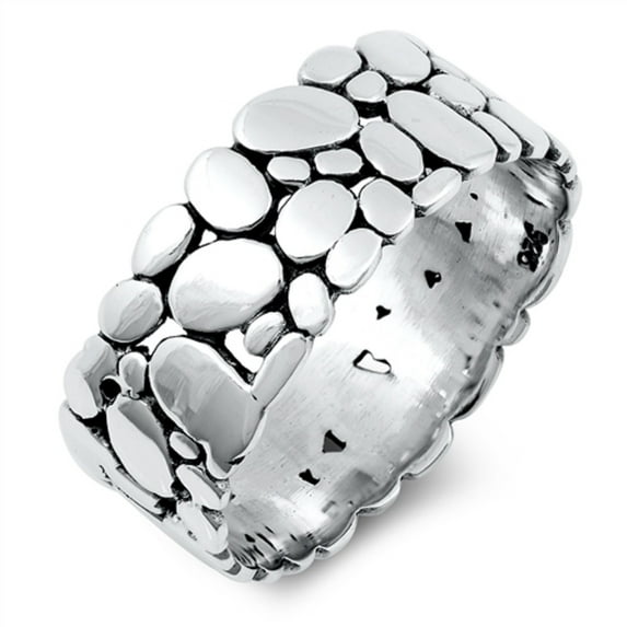 Oxidized Sterling Silver Stacked Rocks Ring Size 9