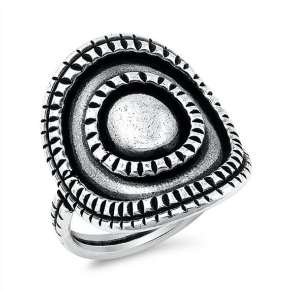 Oxidized Sterling Silver Swirl Round Design Ring Size 10