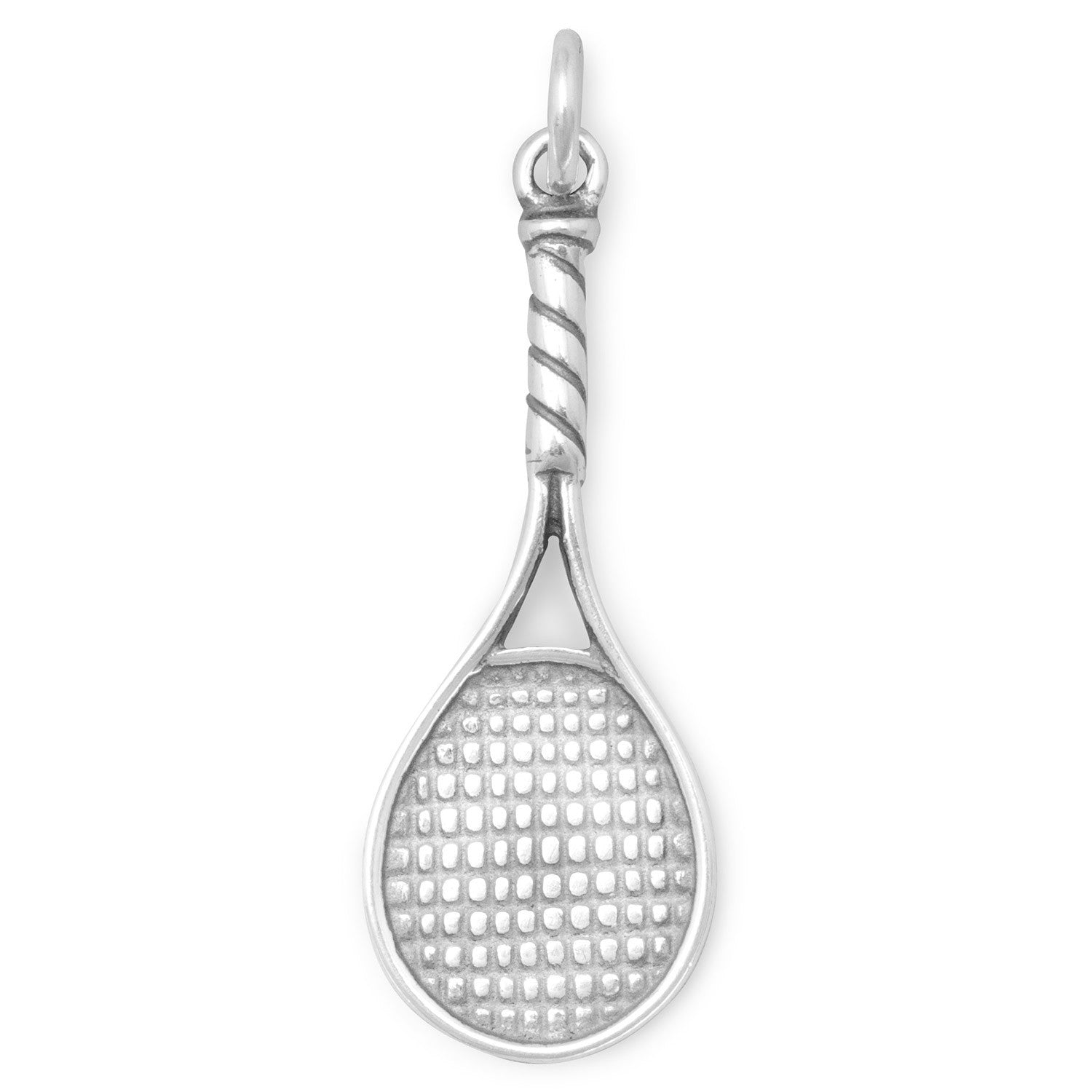 EXTEL Oxidized Sterling Silver Tennis Racket Charm