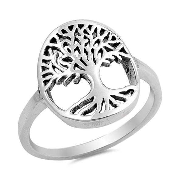 Oxidized Sterling Silver Tree Of Life Plain Ring