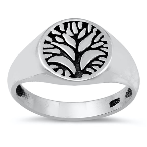 Oxidized Sterling Silver Tree Of Life Stamp Ring Size 9