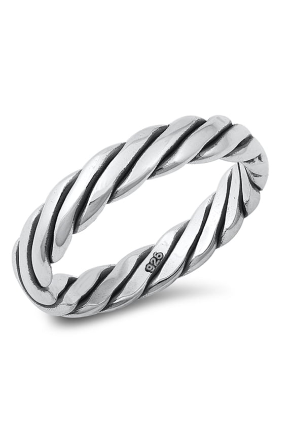 Oxidized Sterling Silver Twisted Band Ring Size 12