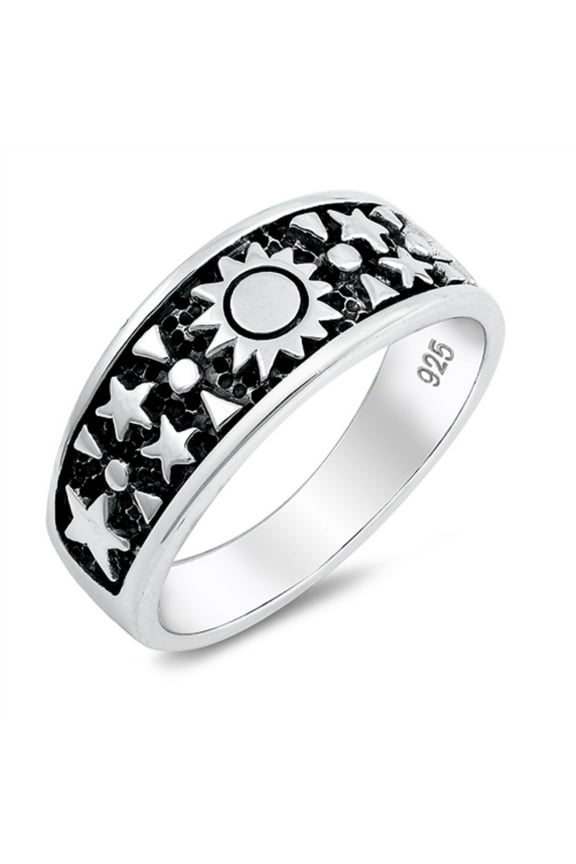 Oxidized Sterling Silver Universe Ring Size 9