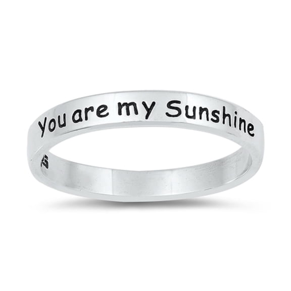 Oxidized Sterling Silver You Are My Sunshine Band Ring Size 10