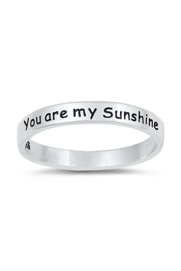 Oxidized Sterling Silver You Are My Sunshine Band Ring Size 8