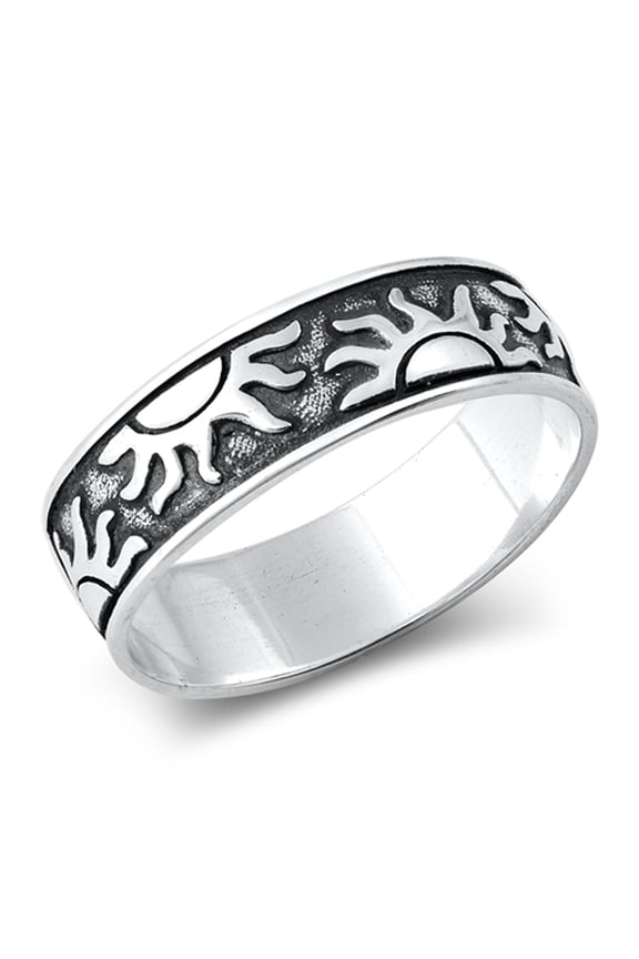 Oxidized Sun Ring .925 Sterling Silver Band Jewelry Female Male Unisex Size 9