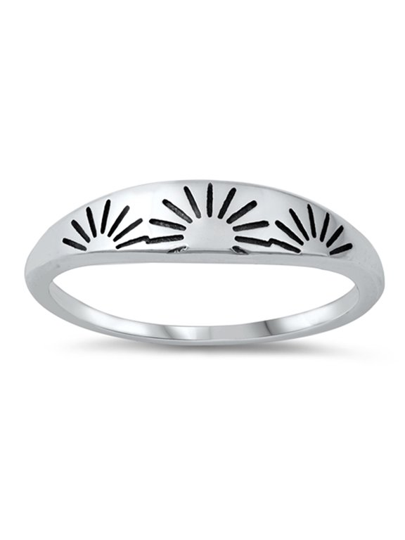 Oxidized Sunset Sunrise Ring .925 Sterling Silver Band Jewelry Female Male Unisex Size 8