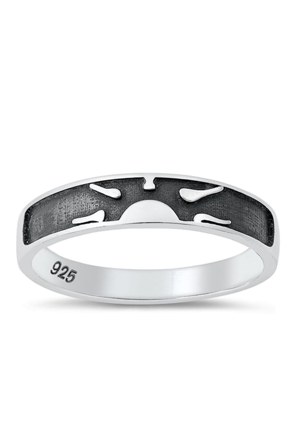 Oxidized Sunset Sunrise Ring .925 Sterling Silver Band Jewelry Female Male Unisex Size 8