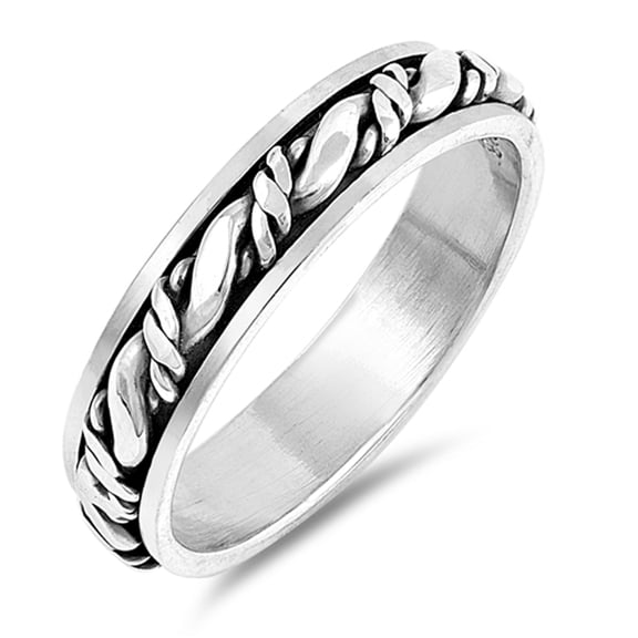 Oxidized Thorn Spinner Weave Rope Knot Ring .925 Sterling Silver Band Jewelry Female Male Size 10