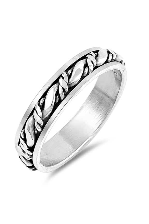 Oxidized Thorn Spinner Weave Rope Knot Ring .925 Sterling Silver Band Jewelry Female Male Size 12