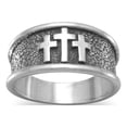 thumbnail image 1 of Oxidized Three Cross Ring Oxidized Ring 3 Raised Crosses The Top Tapers Down From 10.5mm Size 12, 1 of 2