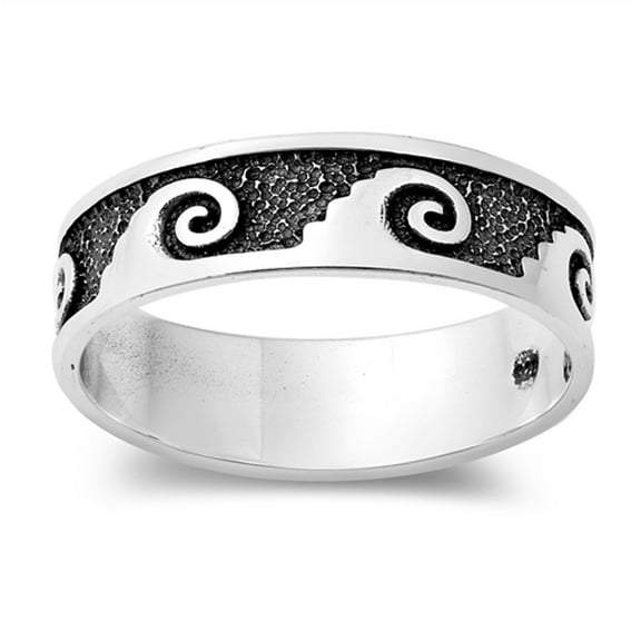 Oxidized Traditional Wave Ring .925 Sterling Silver Band Jewelry Female Male Unisex Size 5