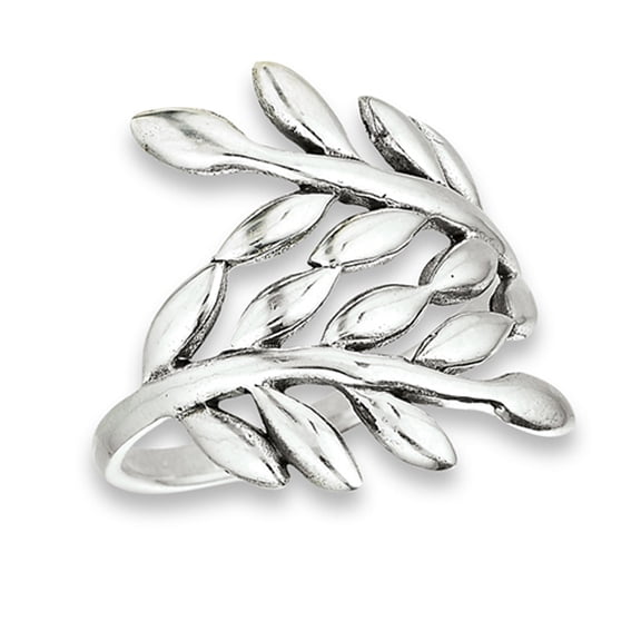 Oxidized Tree Branch Leaf Wide Women's Ring .925 Sterling Silver Band Jewelry Female Male Size 7