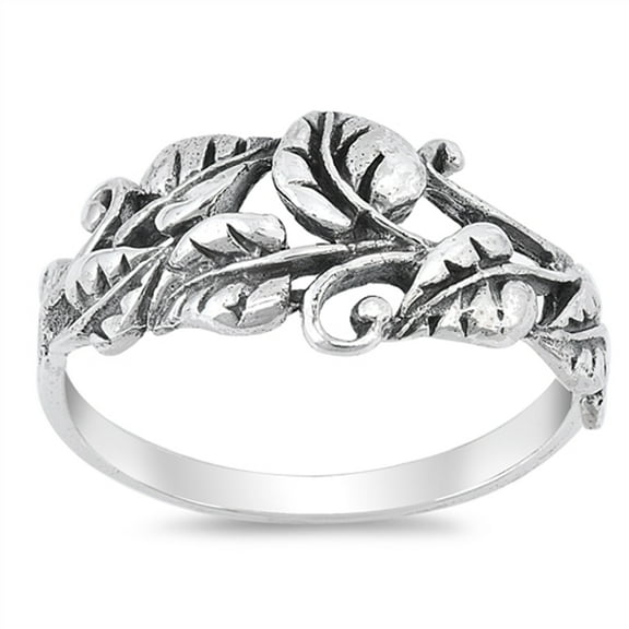 Oxidized Tree Leaf Vine Forest Filigree Ring 925 Sterling Silver Band Jewelry Female Male Size 6