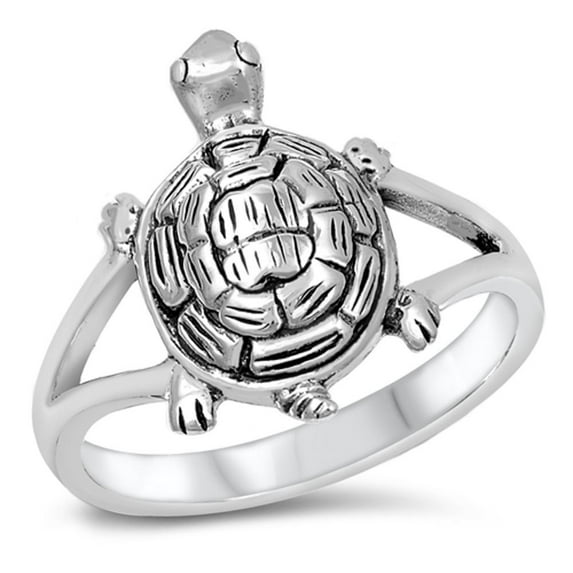 Oxidized Turtle Animal Friendship Ring .925 Sterling Silver Band Jewelry Female Male Unisex Size 6