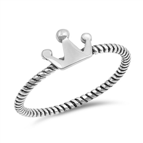 Oxidized Twist Crown King Ring .925 Sterling Silver Band Jewelry Female Male Unisex Size 4