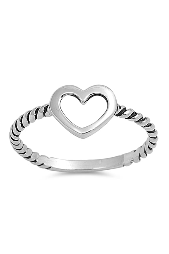 Oxidized Twist Heart Purity Promise Ring 925 Sterling Silver Band Jewelry Female Male Unisex Size 6