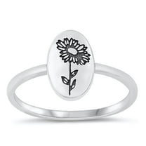 Oxidized Vintage Daisy Flower Ring .925 Sterling Silver Band Jewelry Female Male Unisex Size 6