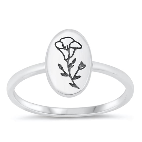 Oxidized Vintage Flower Ring .925 Sterling Silver Band Jewelry Female Male Unisex Size 6