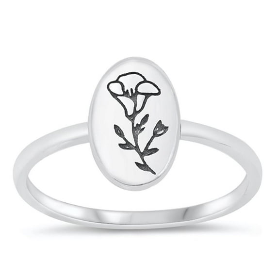 Oxidized Vintage Flower Ring .925 Sterling Silver Band Jewelry Female Male Unisex Size 7