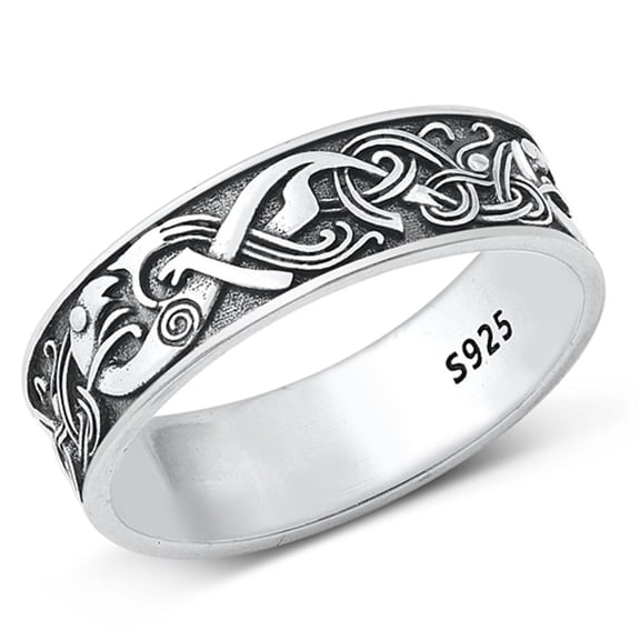 Oxidized Vintage Snakes Ring .925 Sterling Silver Band Jewelry Female Male Unisex Size 4