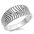 thumbnail image 1 of Oxidized Wave Etched Flame Wedding Ring .925 Sterling Silver Band Jewelry Female Male Unisex Size 8, 1 of 4