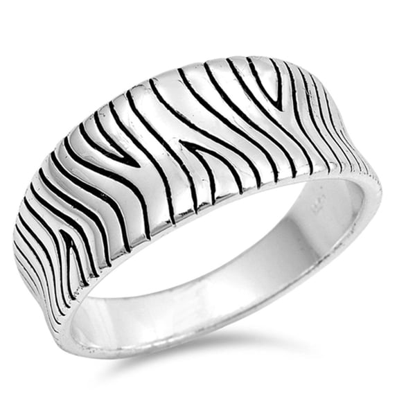 Oxidized Wave Etched Flame Wedding Ring .925 Sterling Silver Band Jewelry Female Male Unisex Size 9