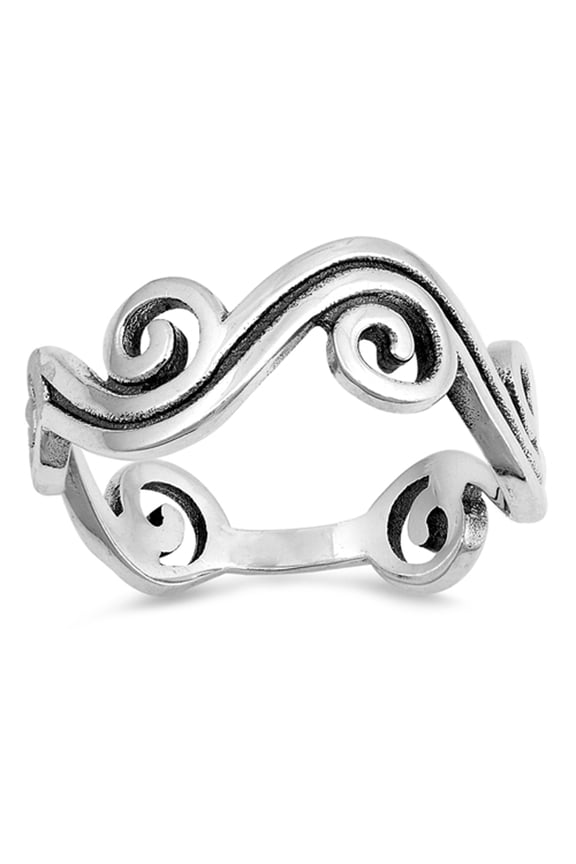 Oxidized Wave Knuckle Twist Stackable Ring .925 Sterling Silver Band Jewelry Female Male Size 4