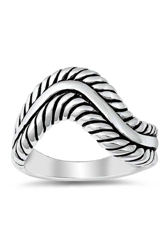 Oxidized Wave Rope Wide Heavy Ring .925 Sterling Silver Band Jewelry Female Male Unisex Size 8