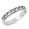 thumbnail image 1 of Oxidized Wave Wedding Ring .925 Sterling Silver Band Jewelry Female Male Unisex Size 10, 1 of 4